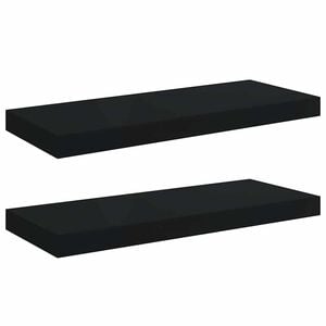 vidaXL Plovouc&iacute; n&aacute;stěnn&eacute; police 2 ks čern&eacute; 60 x 23,5 x 3,8 cm MDF