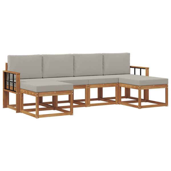 vidaXL Venkovn&iacute; pohovkov&aacute; souprava 6 pcs Př&iacute;rodn&iacute; a světle &scaron;ed&aacute;