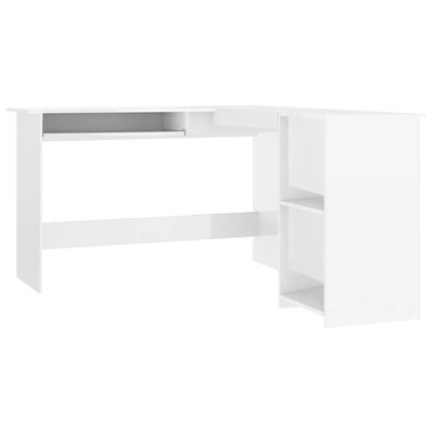 vidaXL Rohový psací stůl bílý vysoký lesk 120x140x75 cm dřevotříska
