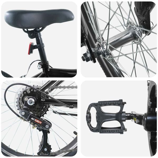 vidaXL Dětsk&eacute; Kolo 20 palců 6-Speed pro děti ve věku 6-11 let Čern&aacute;