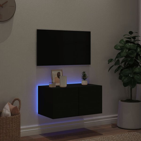 vidaXL N&aacute;stěnn&aacute; TV skř&iacute;ňka s LED osvětlen&iacute;m čern&aacute; 60 x 35 x 31 cm