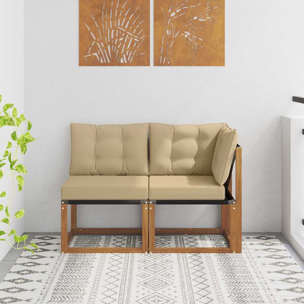 vidaXL Venkovn&iacute; prostředn&iacute; a rohov&aacute; pohovka s pol&scaron;t&aacute;řem 2 Kus Př&iacute;rodn&iacute;