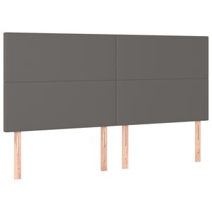 vidaXL Čelo postele &scaron;ed&eacute; 200 x 5 x 118/128 cm uměl&aacute; kůže