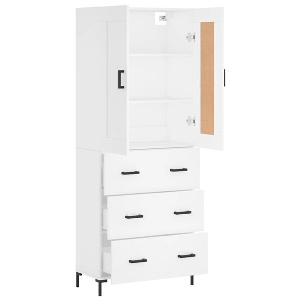 vidaXL Skř&iacute;ň highboard b&iacute;l&aacute; 69,5 x 34 x 180 cm kompozitn&iacute; dřevo