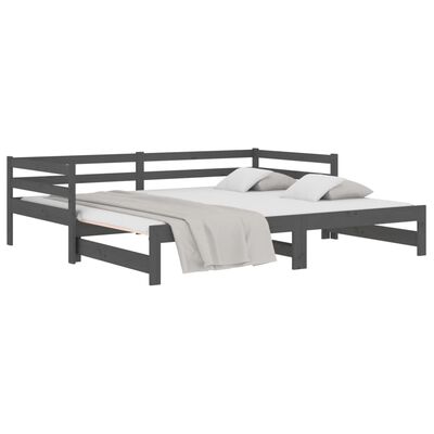 vidaXL Výsuvná postel šedá 2x (90 x 190) cm masivní borovice