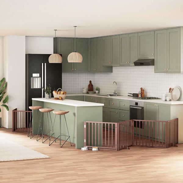 vidaXL Z&aacute;brana pro psy s dv&iacute;řky skl&aacute;dac&iacute; 6 panelů hněd&aacute; 480 cm topol