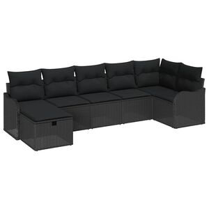 vidaXL Set pohovek 7 ks 7-Počet m&iacute;st Čern&aacute; polyratan