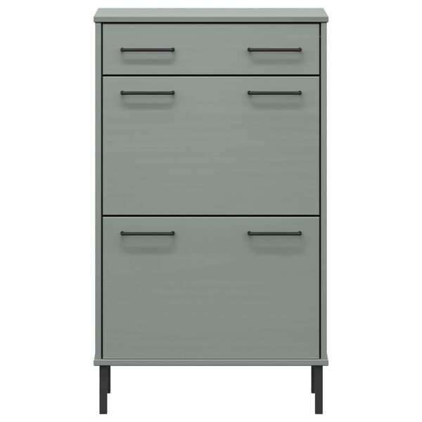 vidaXL Botník s kovovými nohami šedý masivní borové dřevo OSLO