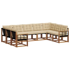 vidaXL Venkovn&iacute; pohovkov&aacute; souprava 9 pcs Přirozen&aacute; a B&eacute;žov&aacute;