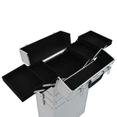 vidaXL Kosmetický kufřík na kolečkách hliník stříbrný