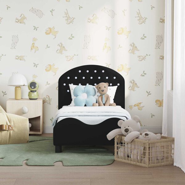 vidaXL R&aacute;m postele pro batole s čelem s čelo Čern&aacute; 70 x 140 cm samet