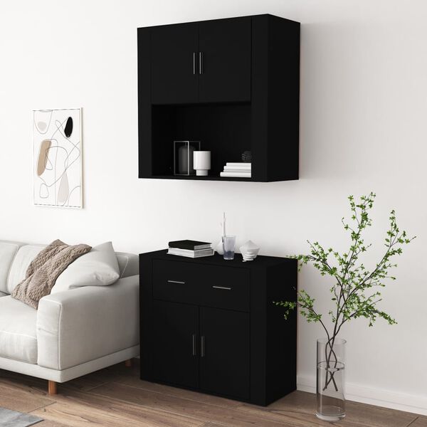 vidaXL Skř&iacute;ň highboard čern&aacute; kompozitn&iacute; dřevo