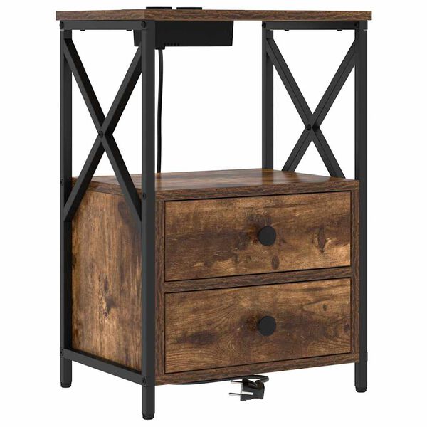 vidaXL Nočn&iacute; skř&iacute;ňka Kouřov&yacute; dub 40 x 31 x 60 cm kompozitn&iacute; dřevo