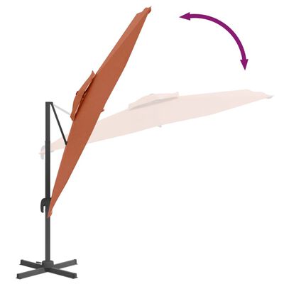 vidaXL Konzolový slunečník s dvojitou stříškou terakotový 300 x 300 cm