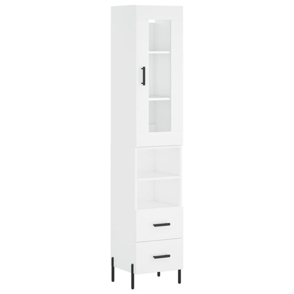 vidaXL Skř&iacute;ň highboard b&iacute;l&aacute; 34,5 x 34 x 180 cm kompozitn&iacute; dřevo