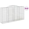 vidaXL Klenut&eacute; gabionov&eacute; ko&scaron;e 10ks 300x50x160/180cm pozinkovan&eacute; železo