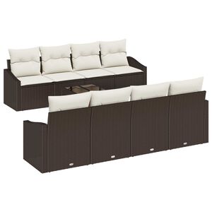 vidaXL Set pohovek s pol&scaron;t&aacute;řem 7 pcs Hněd&aacute; a kr&eacute;mov&aacute; polyratan