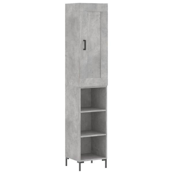 vidaXL Skř&iacute;ň highboard betonově &scaron;ed&aacute; 34,5x34x180 cm kompozitn&iacute; dřevo