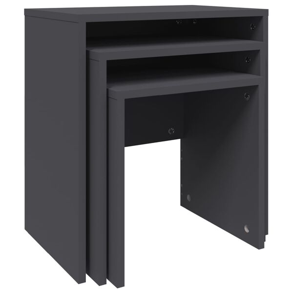 vidaXL Hn&iacute;zdov&eacute; konferenčn&iacute; stolky 3 ks &scaron;ed&eacute; dřevotř&iacute;ska