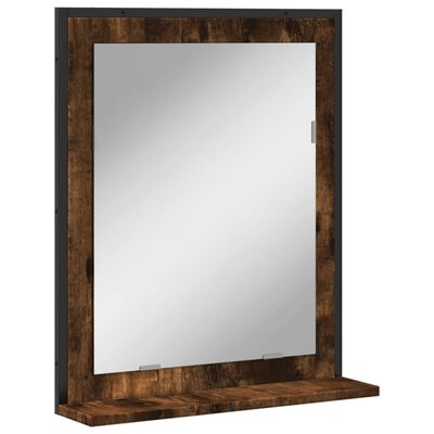 vidaXL Koupelnové zrcadlo s poličkou kouřový dub 50x12x60 cm kompozit