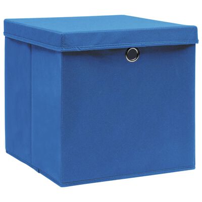 vidaXL Úložné boxy s víky 10 ks 28 x 28 x 28 cm modré