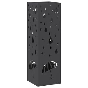 vidaXL Stojan na de&scaron;tn&iacute;ky s &uacute;loži&scaron;těm Čern&aacute; 15,5 x 15,5 x 49 cm Ocel