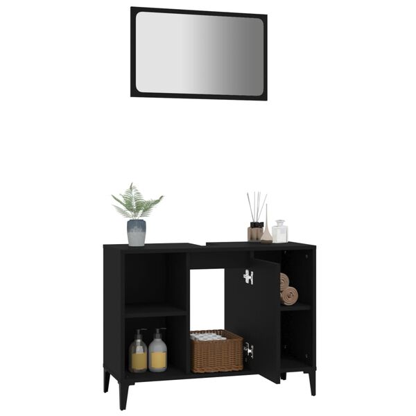 vidaXL 2d&iacute;ln&yacute; set koupelnov&eacute;ho n&aacute;bytku čern&yacute; kompozitn&iacute; dřevo