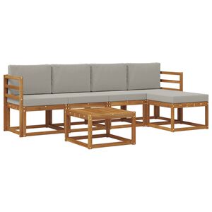 vidaXL Venkovn&iacute; pohovkov&aacute; souprava 6 pcs Př&iacute;rodn&iacute; a světle &scaron;ed&aacute;