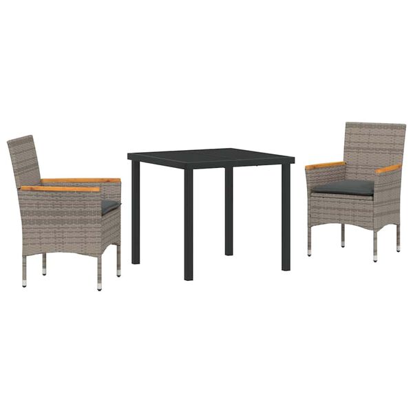 vidaXL Zahradn&iacute; j&iacute;deln&iacute; souprava s pol&scaron;t&aacute;řem 3 pcs &Scaron;ed&aacute; polyratan