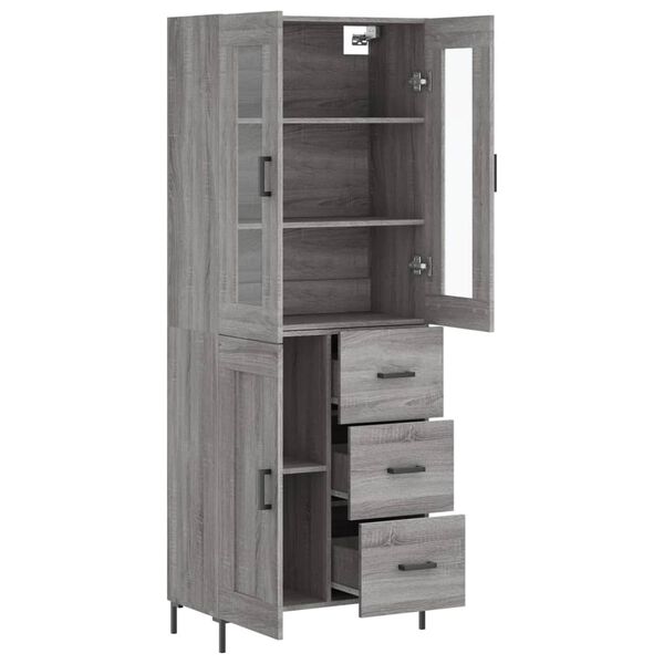 vidaXL Skř&iacute;ň highboard &scaron;ed&aacute; sonoma 69,5 x 34 x 180 cm kompozitn&iacute; dřevo