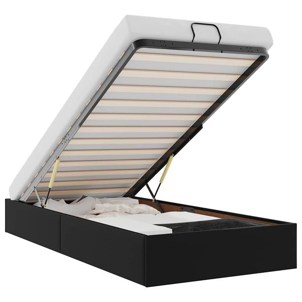 vidaXL Osmansk&yacute; r&aacute;m postele bez matrace čern&aacute; 90x200 cm uměl&aacute; kůže