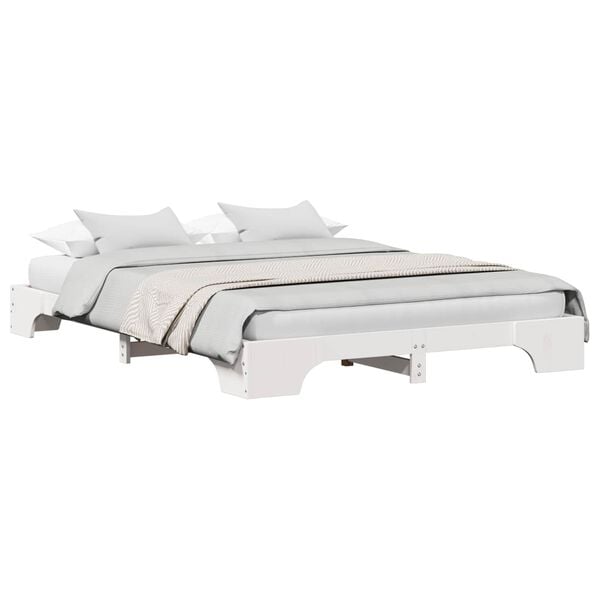 vidaXL R&aacute;m postele B&iacute;l&aacute; 160 x 200 cm Masivn&iacute; borov&eacute; dřevo