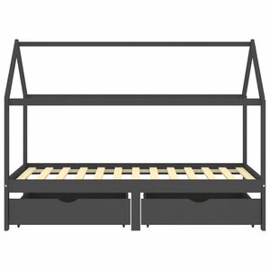 vidaXL R&aacute;m dětsk&eacute; postele se z&aacute;suvkami tmavě &scaron;ed&yacute; borovice 90 x 200 cm