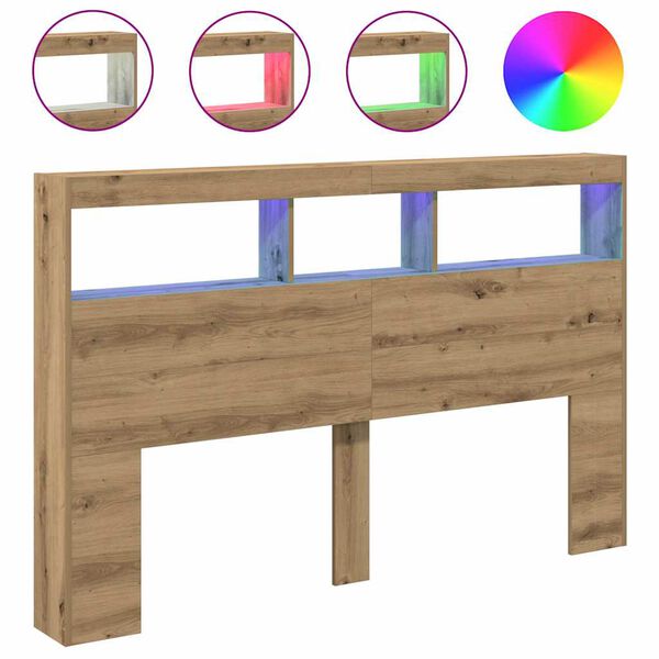 vidaXL Čeln&iacute; skř&iacute;ň s LED Artisan Dub 160x17x102 cm