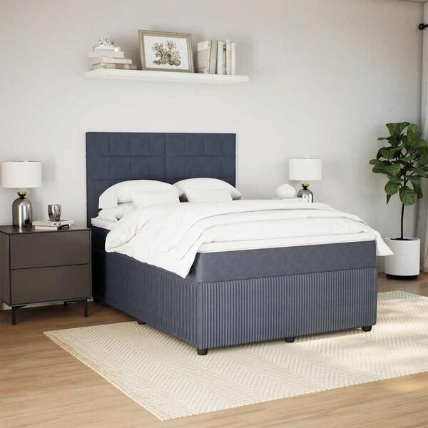 vidaXL Box spring postel s matrac&iacute; tmavě &scaron;ed&aacute; 160x200 cm samet