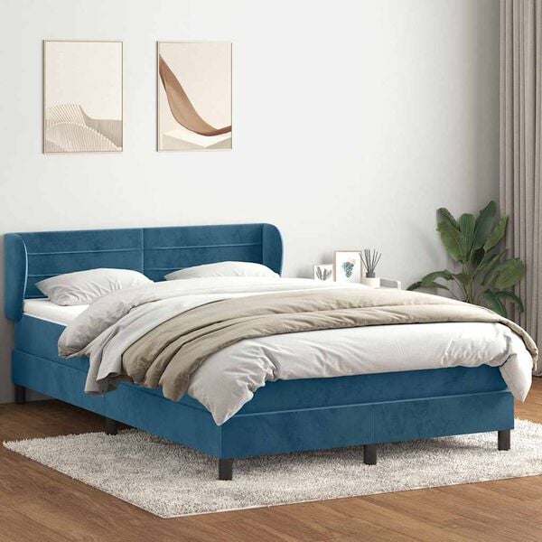 vidaXL Box spring postel s matrac&iacute; tmavě modr&aacute; 160x210 cm samet