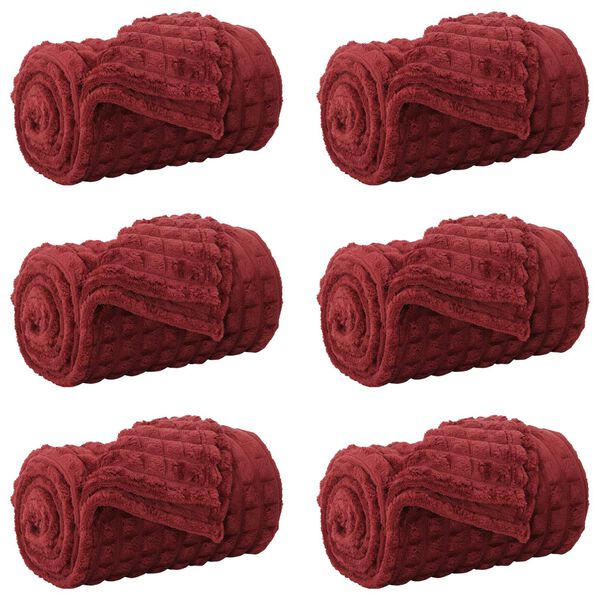 vidaXL Dekoračn&iacute; deky 6 pcs Bordeaux červen&aacute; 150 x 130 cm Fleece