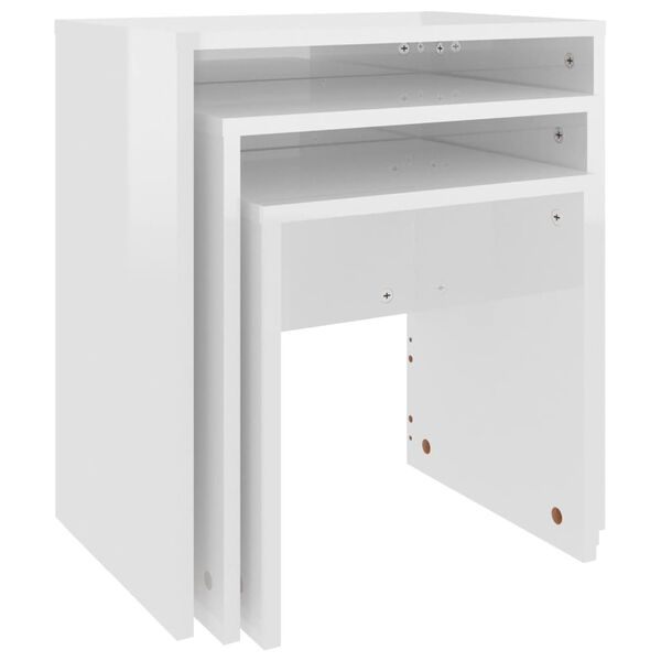 vidaXL Hn&iacute;zdov&eacute; konferenčn&iacute; stolky 3 ks b&iacute;l&eacute; vysok&yacute; lesk dřevotř&iacute;ska