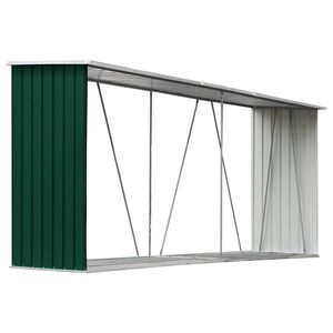 vidaXL Zahradn&iacute; kůlna na dř&iacute;v&iacute; pozinkovan&aacute; ocel 330x84x152 cm zelen&aacute;