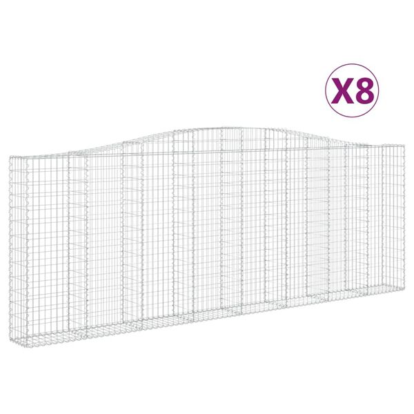 vidaXL Klenuté gabionové koše 8 ks 400x30x140/160cm pozinkované železo