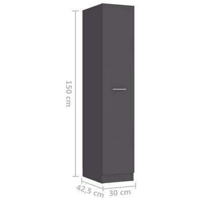 vidaXL Úložná skříňka šedá 30 x 42,5 x 150 cm dřevotříska