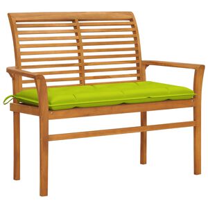 vidaXL Zahradn&iacute; lavice s jasně zelenou podu&scaron;kou 112 cm masivn&iacute; teak