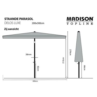 Madison Slunečník Delos Luxe, 300x200 cm, šedohnědý, PAC5P015