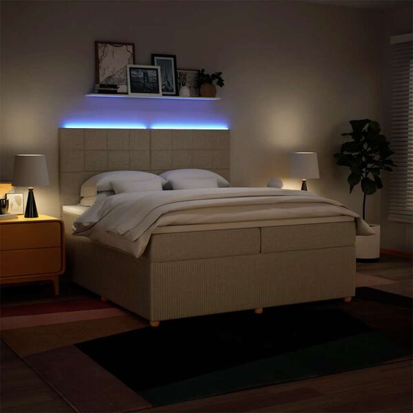 vidaXL Box spring postel s matrac&iacute; kr&eacute;mov&aacute; 200x200 cm textil