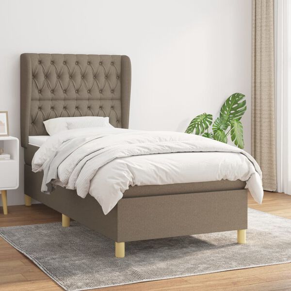 vidaXL Box spring postel s matrac&iacute; taupe 90x200 cm textil