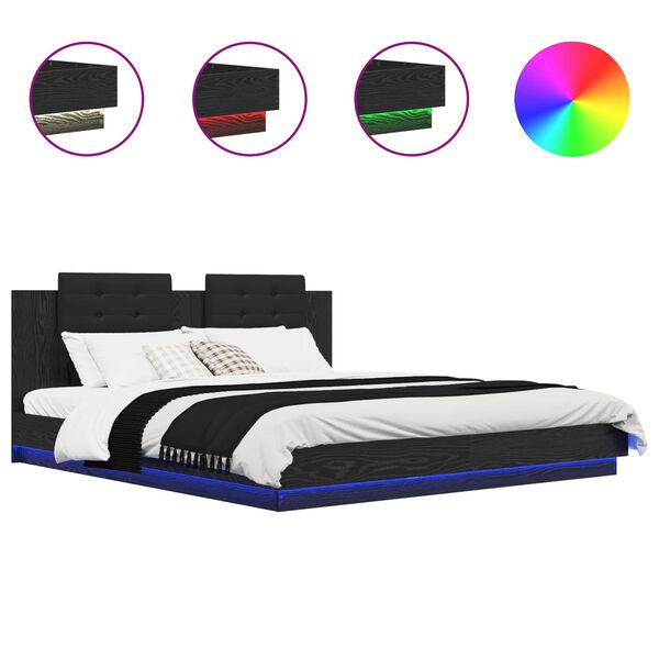 vidaXL R&aacute;m postele s čelem Čern&yacute; dub 200 x 200 cm kompozitn&iacute; dřevo