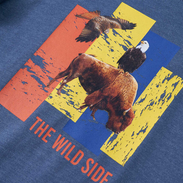 Dětsk&eacute; tričko s dlouh&yacute;m ruk&aacute;vem modr&eacute; melanž 128