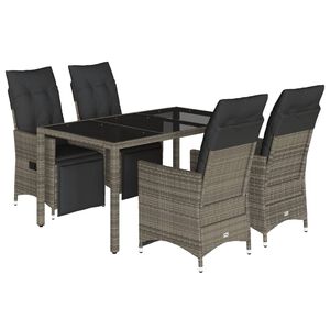 vidaXL 5d&iacute;ln&yacute; zahradn&iacute; bistro set s podu&scaron;kami &scaron;ed&yacute; polyratan