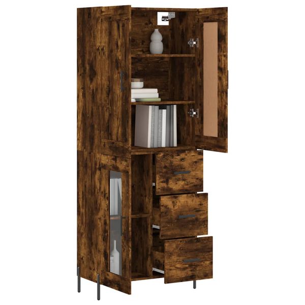vidaXL Skř&iacute;ň highboard kouřov&yacute; dub 69,5 x 34 x 180 cm kompozitn&iacute; dřevo