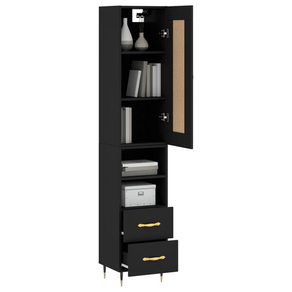 vidaXL Skříň highboard černá 34,5 x 34 x 180 cm kompozitní dřevo